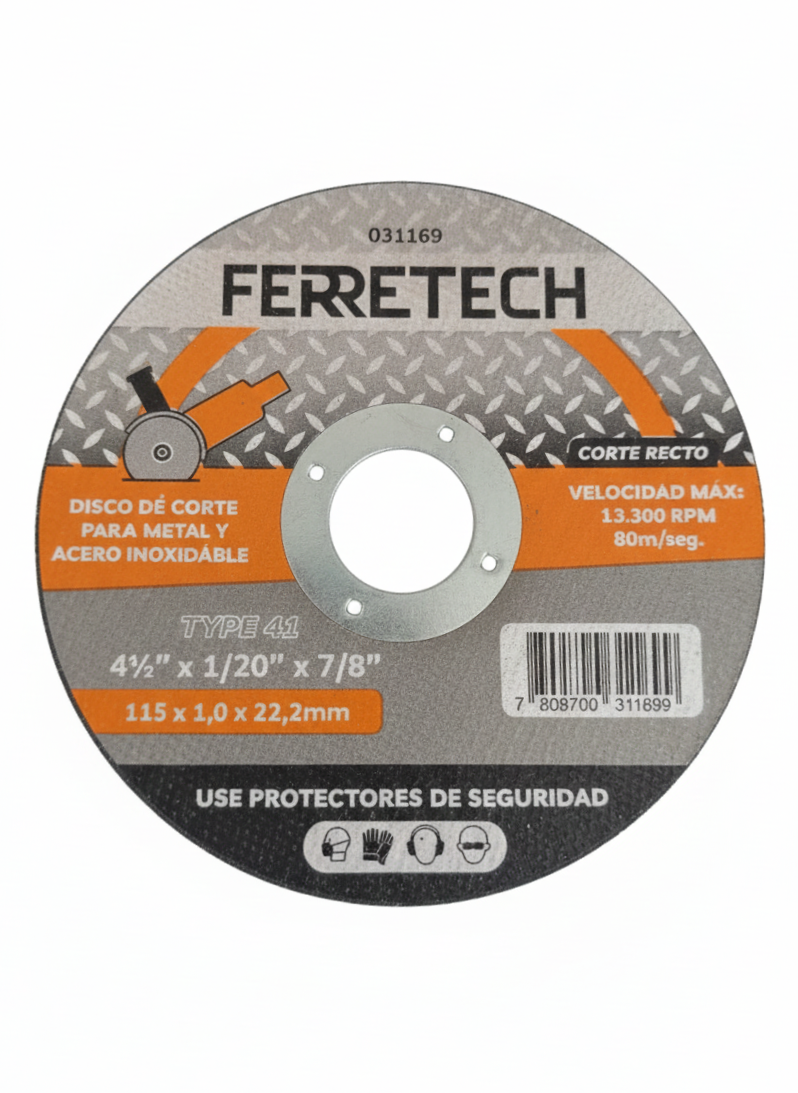 Disco Corte Metal Acero Inox 4 1/2"