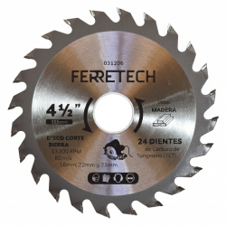 Disco Sierra Circular Madera 4 1/2" 24 Dientes