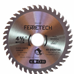 Disco Sierra Circular Madera 4 1/2" 40 Dientes