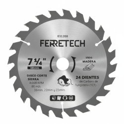 Disco Sierra Circular Madera 7 1/4" 24 Dientes