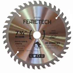 Disco Sierra Circular Madera 7 1/4" 40 Dientes